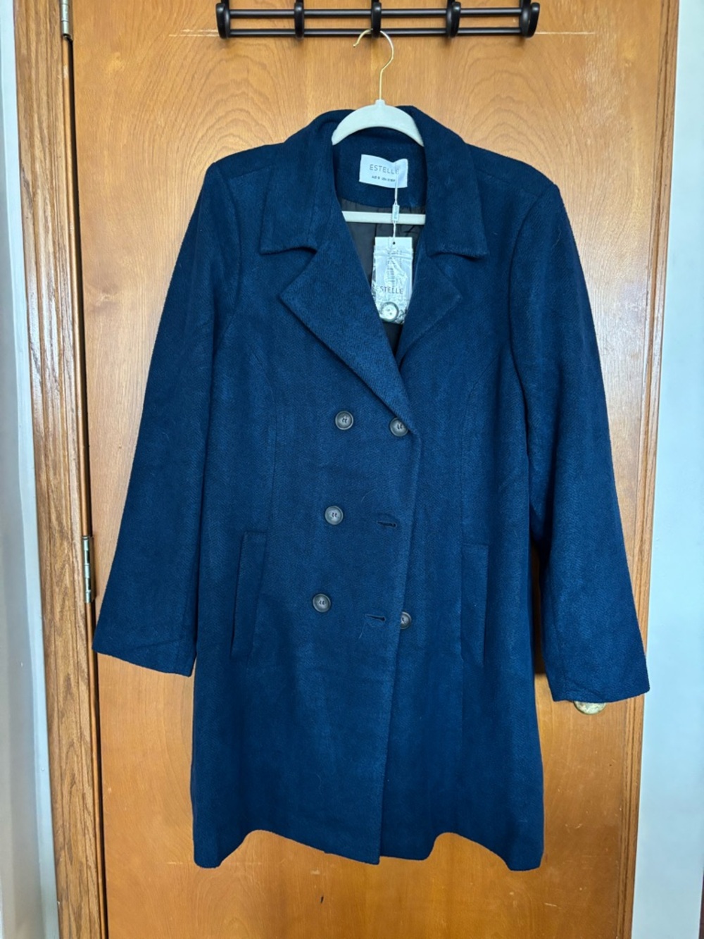Estelle Navy Double-Breasted Pea Coat